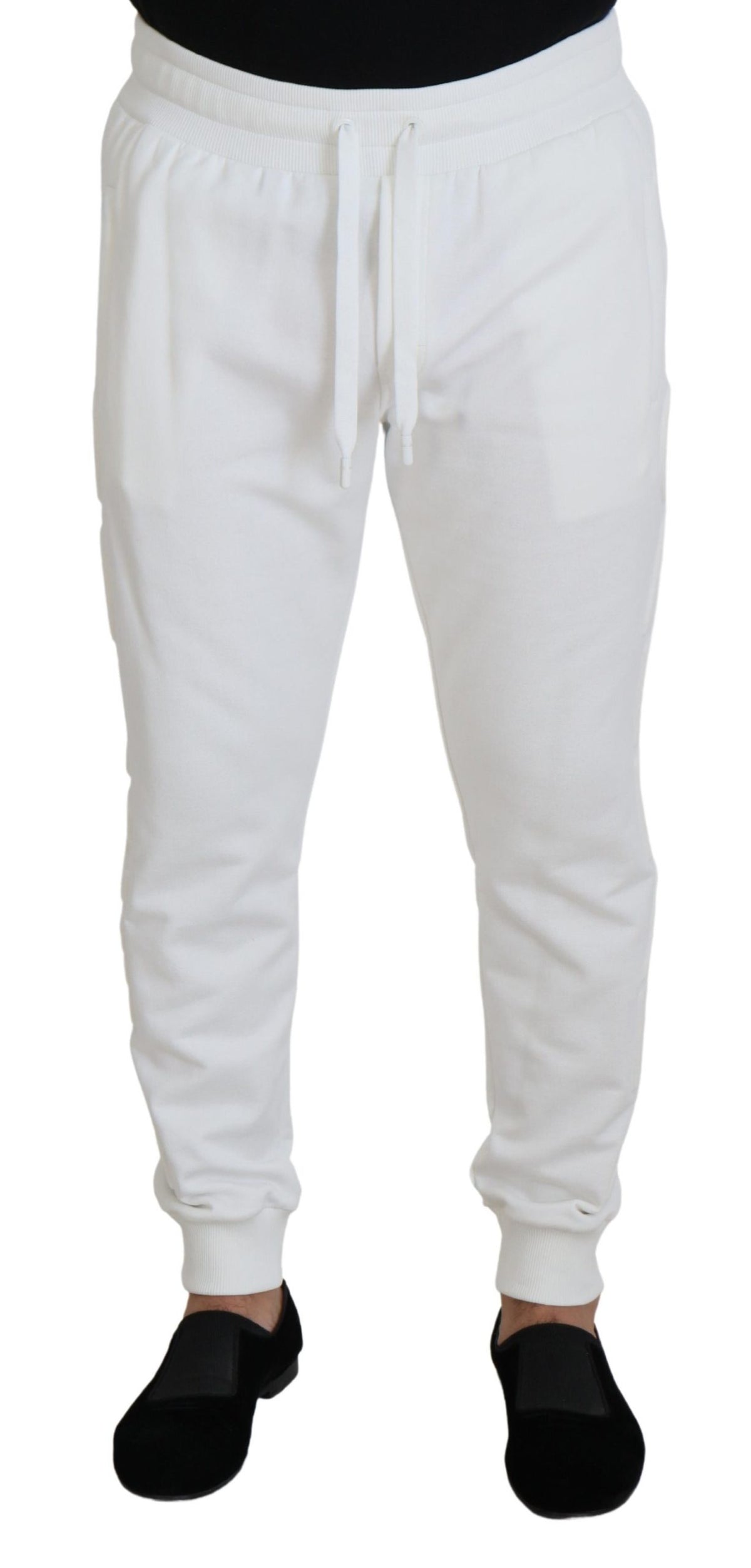 Pantalon de survêtement en coton blanc à logo sportif Dolce &amp; Gabbana