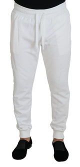 Pantalon de survêtement en coton blanc à logo sportif Dolce &amp; Gabbana