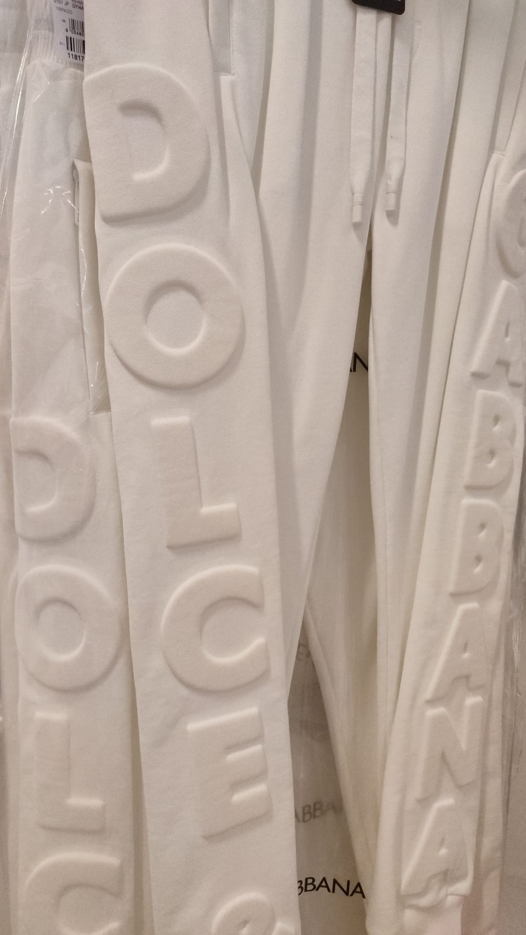 Pantalon de survêtement en coton blanc à logo sportif Dolce &amp; Gabbana