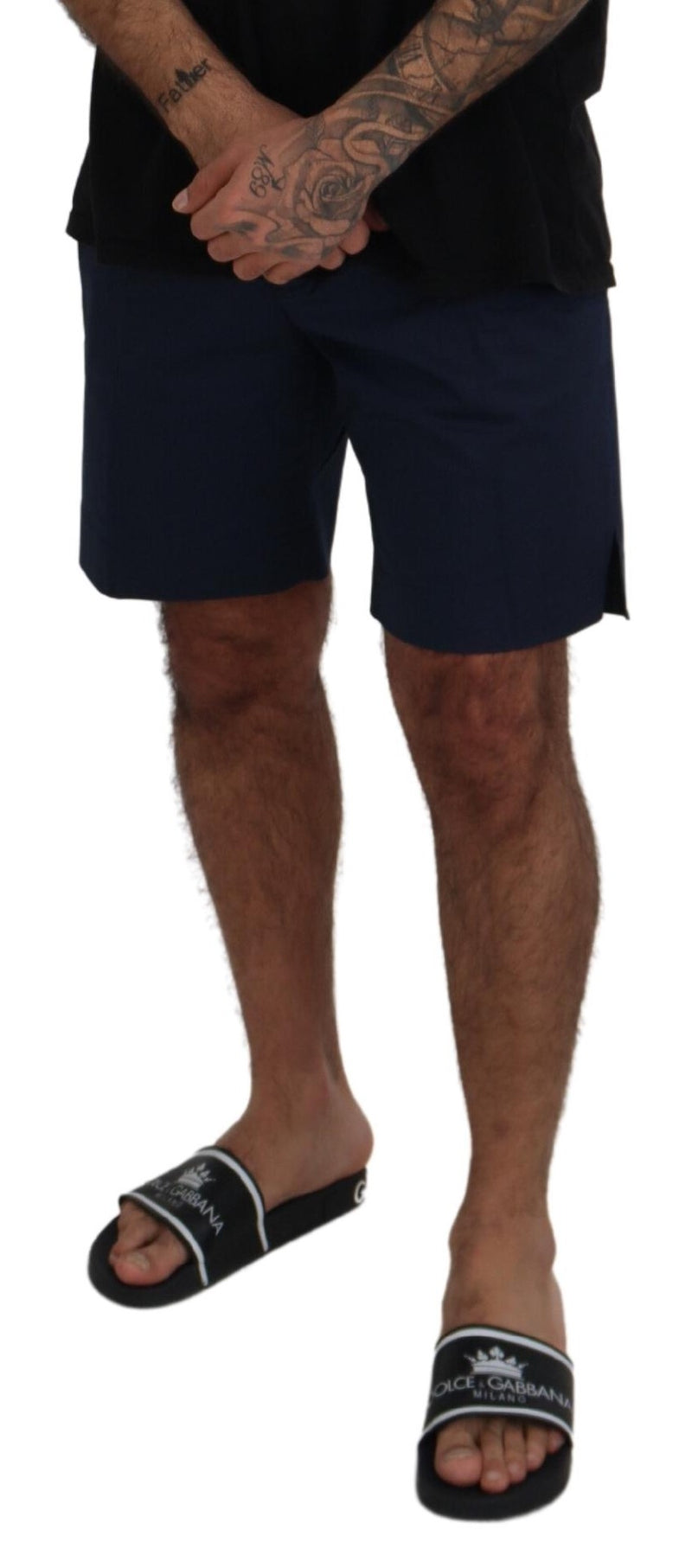 Shorts décontractés en coton extensible bleu chiné Dolce &amp; Gabbana