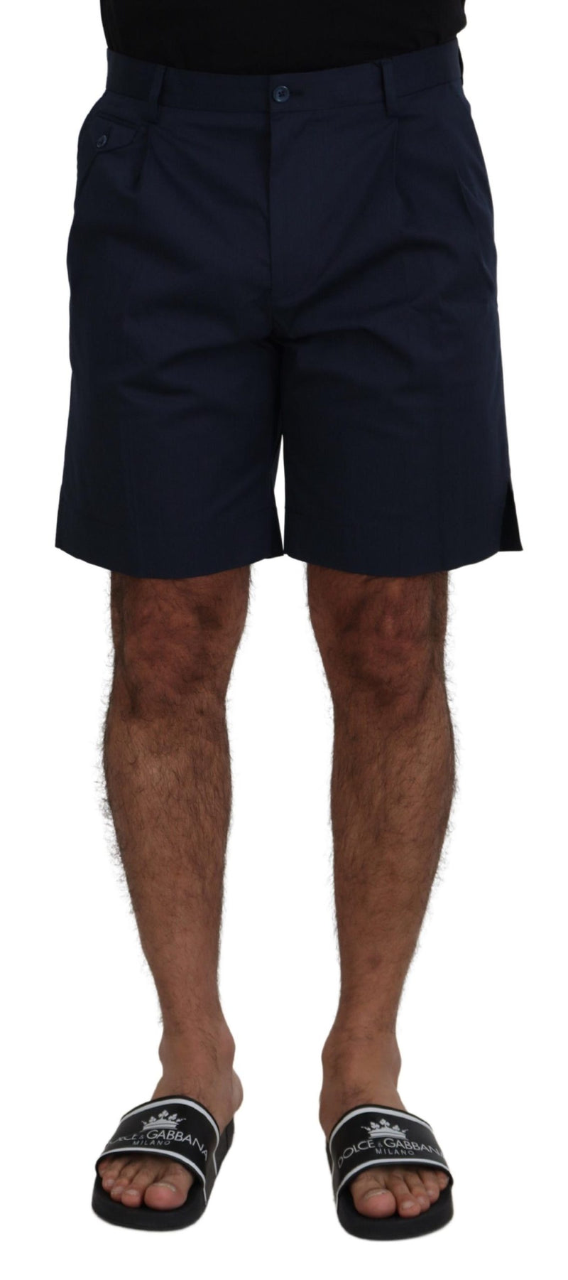 Shorts décontractés en coton extensible bleu chiné Dolce &amp; Gabbana