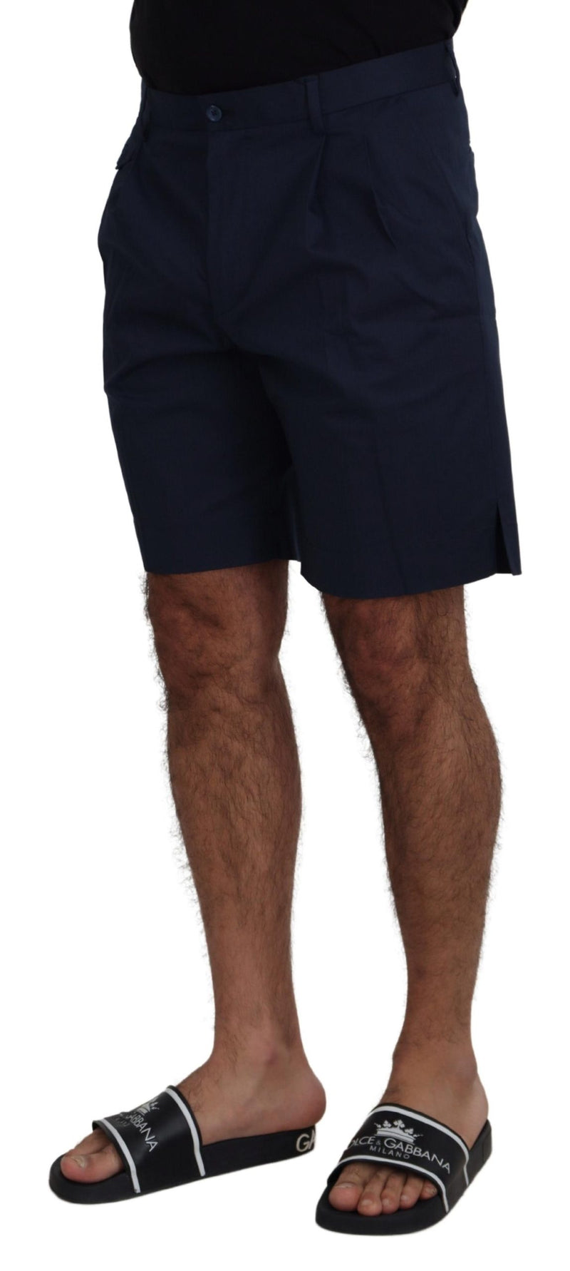 Shorts décontractés en coton extensible bleu chiné Dolce &amp; Gabbana