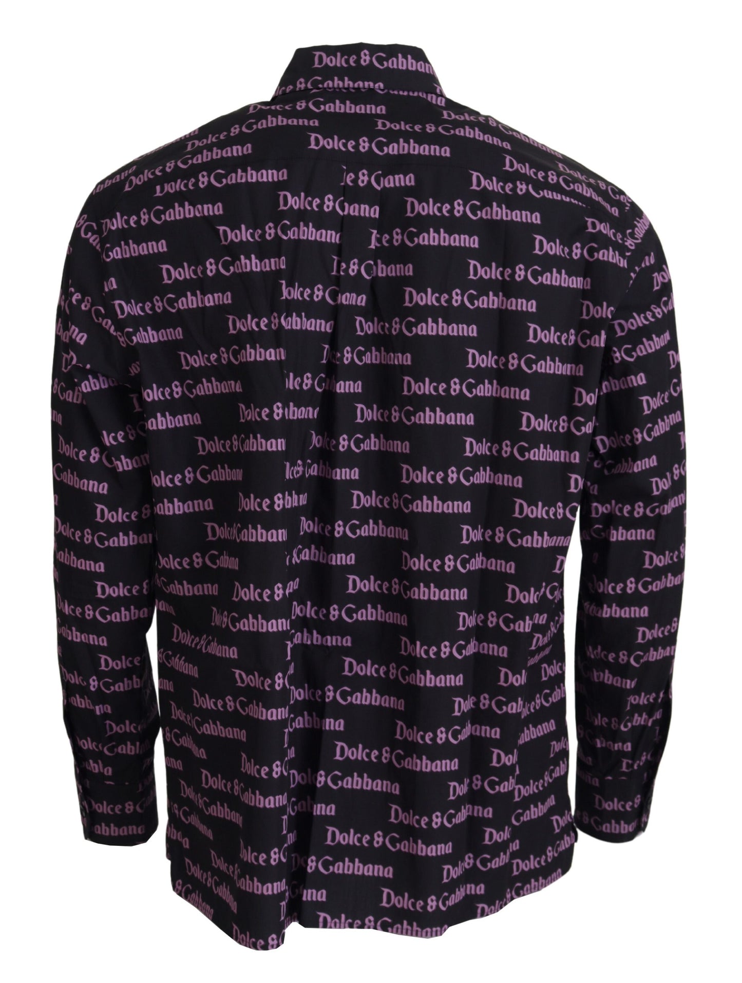 Dolce &amp; Gabbana zwart paars logo slim fit overhemd, formeel.