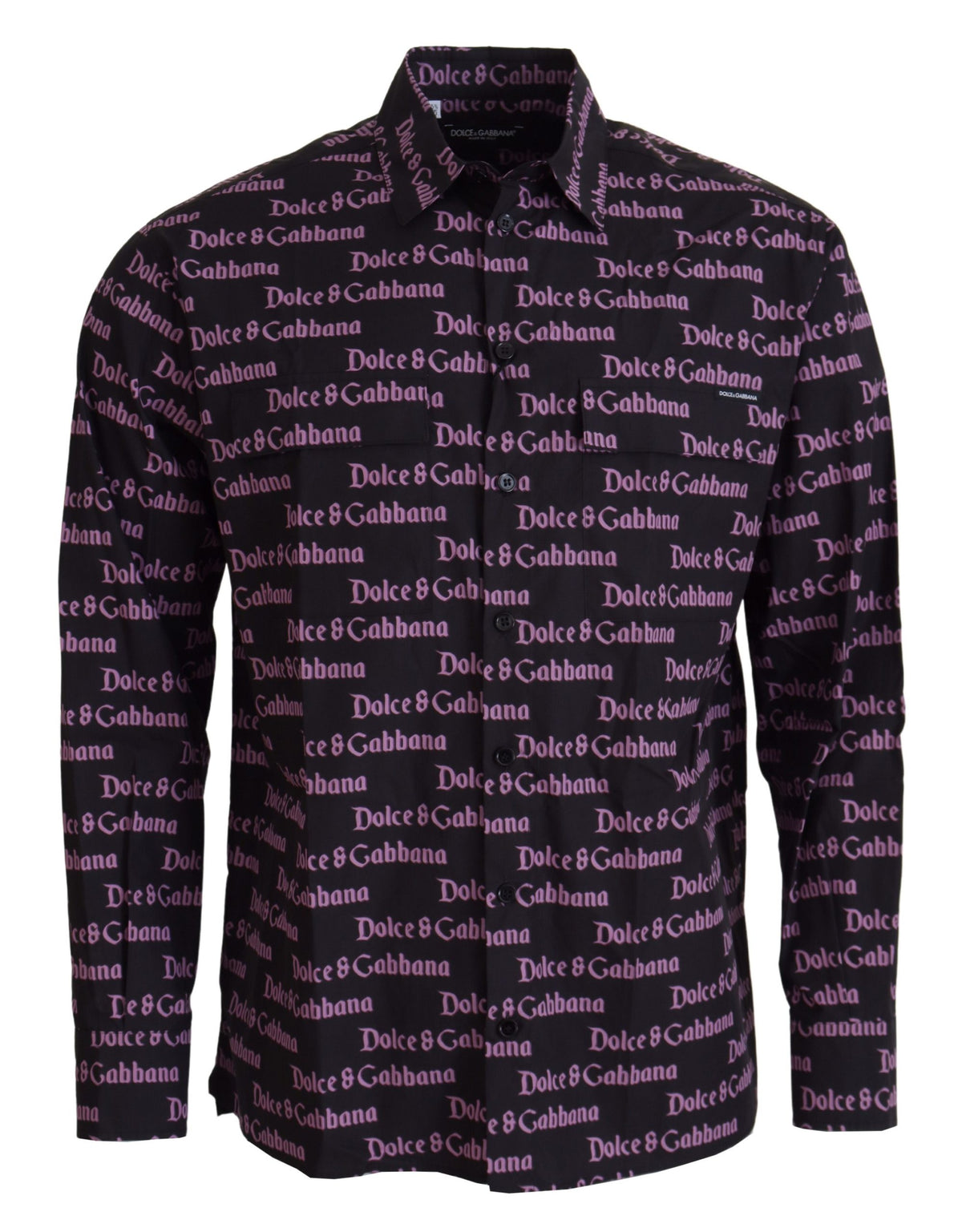 Chemise habillée slim noire et violette au logo Dolce &amp; Gabbana