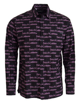Chemise habillée slim noire et violette au logo Dolce &amp; Gabbana