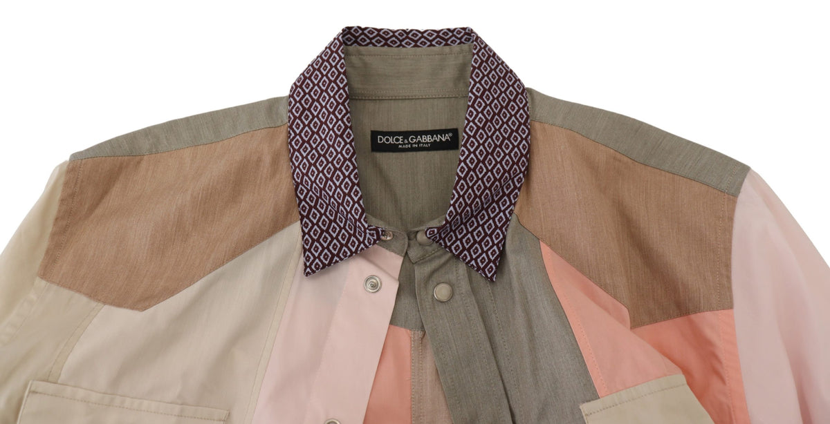 Chemise slim en coton multicolore à motifs patchwork de Dolce &amp; Gabbana