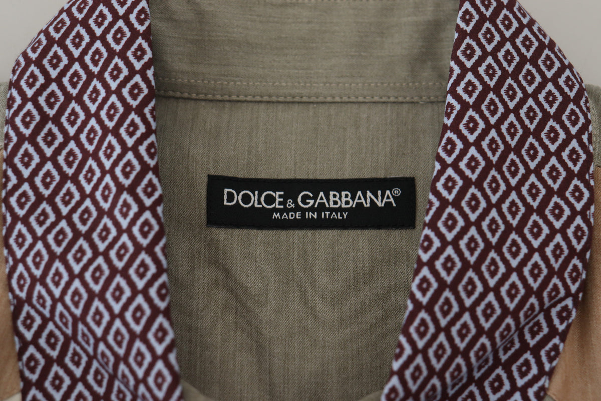 Chemise slim en coton multicolore à motifs patchwork de Dolce &amp; Gabbana