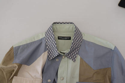 Chemise slim en coton multicolore à motifs patchwork de Dolce &amp; Gabbana