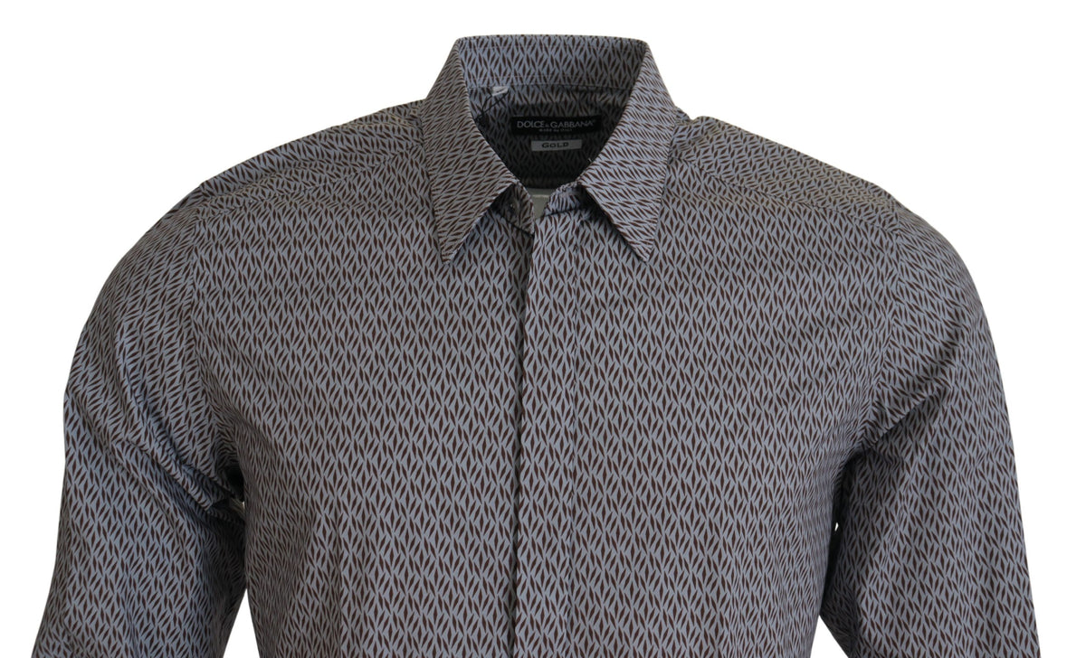 Chemise habillée formelle, coupe slim, grise-brun doré de Dolce &amp; Gabbana.