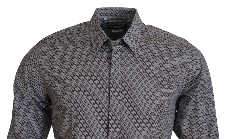 Dolce &amp; Gabbana Grijsbruin GOUD Slim Fit Formeel Hemd