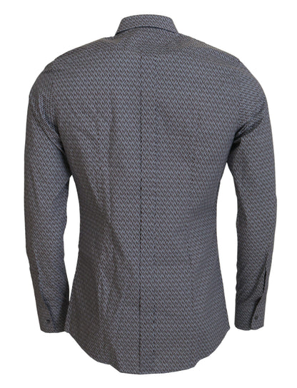 Chemise habillée formelle, coupe slim, grise-brun doré de Dolce &amp; Gabbana.