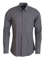 Chemise habillée formelle, coupe slim, grise-brun doré de Dolce &amp; Gabbana.