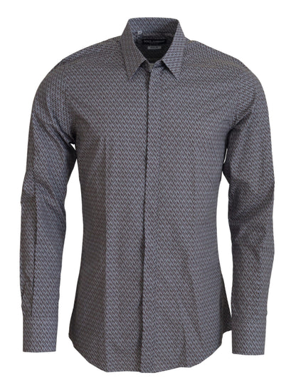 Chemise habillée formelle, coupe slim, grise-brun doré de Dolce &amp; Gabbana.
