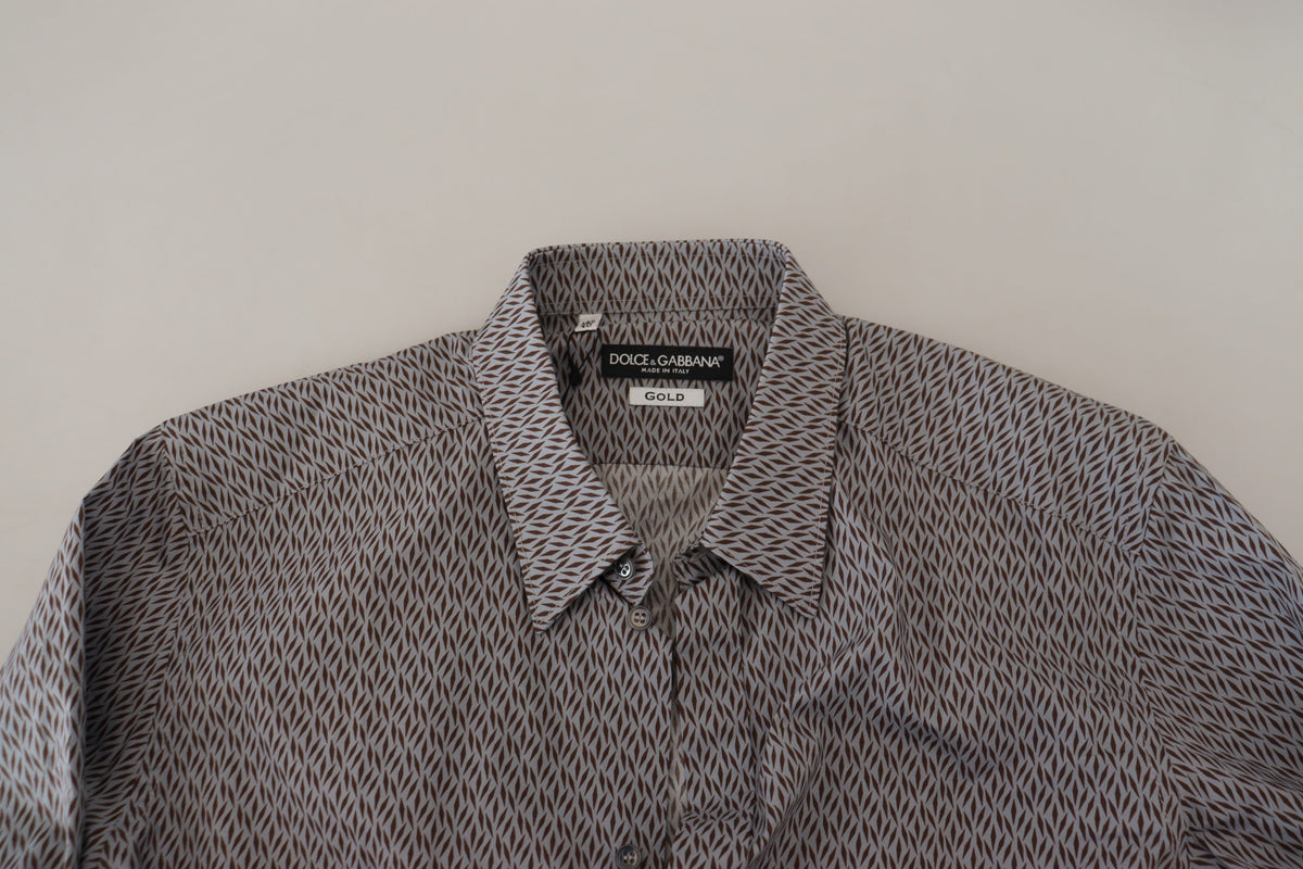 Chemise habillée formelle, coupe slim, grise-brun doré de Dolce &amp; Gabbana.