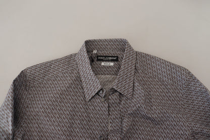 Chemise habillée formelle, coupe slim, grise-brun doré de Dolce &amp; Gabbana.