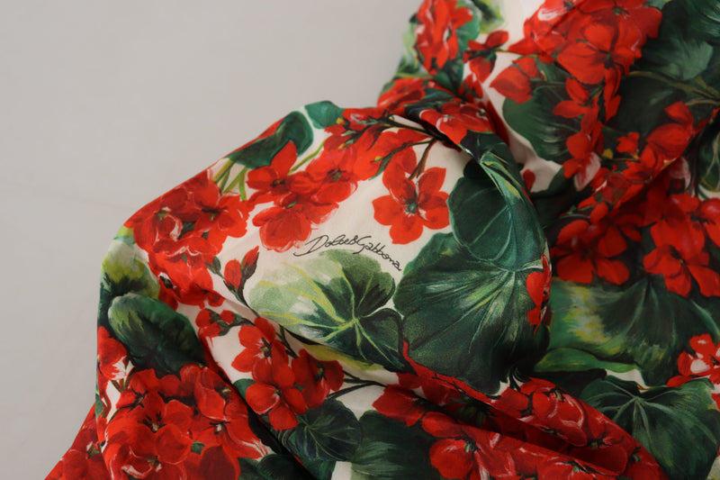 Robe Midi Sheath en Soie Multicolore Geranium Dolce & Gabbana