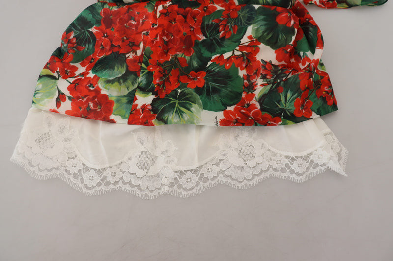 Robe Midi Sheath en Soie Multicolore Geranium Dolce & Gabbana