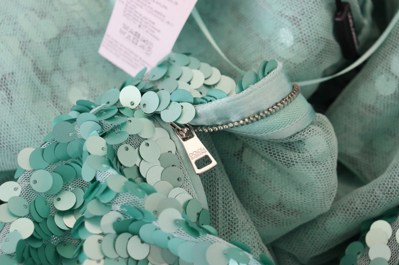 Robe Midi Aline Plissée Sequins Bleue Dolce & Gabbana