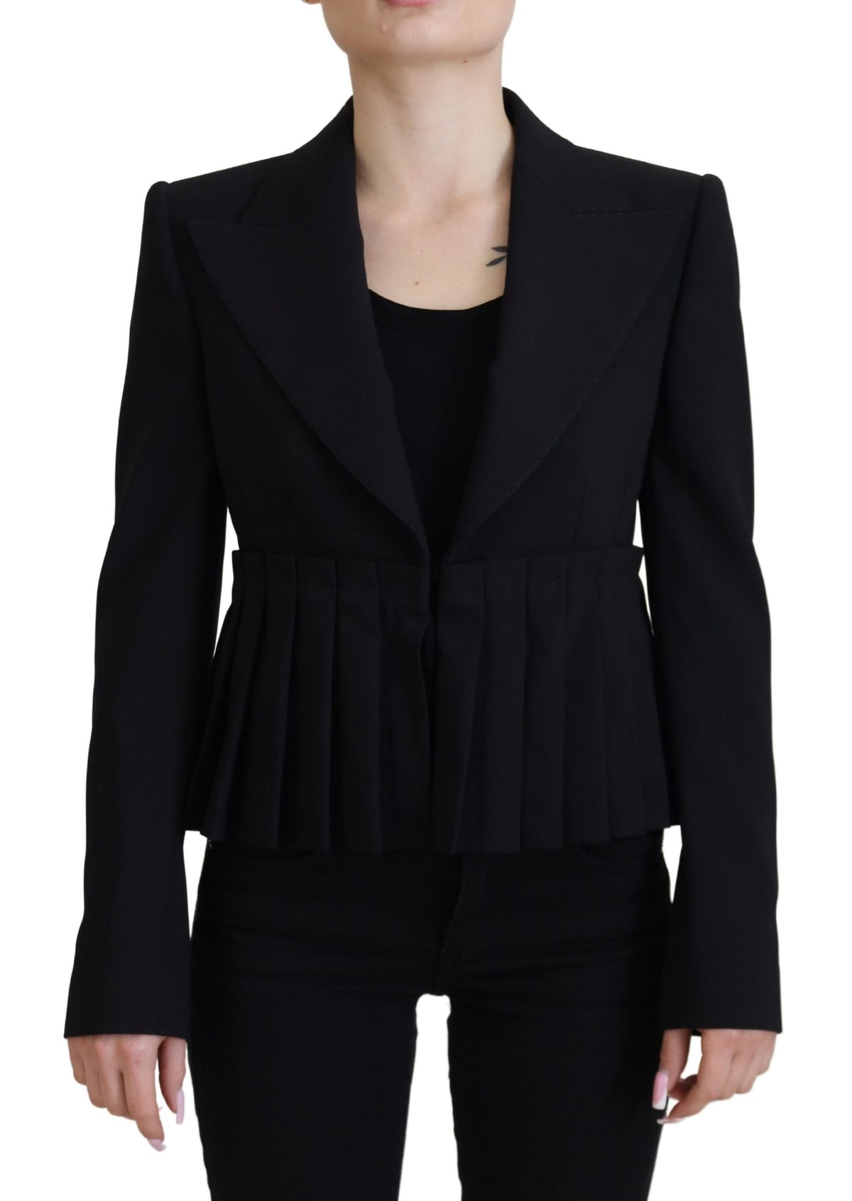 Dolce & Gabbana Blazer Noir à Un Boutonnage en Laine