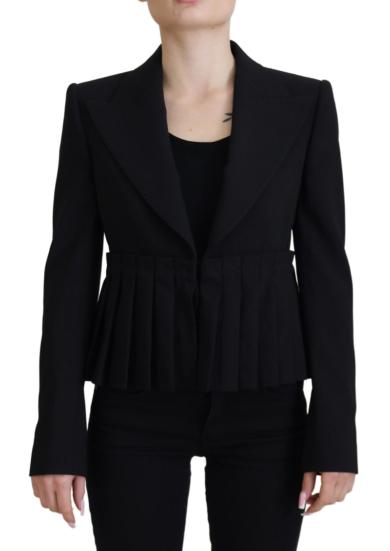 Dolce & Gabbana Blazer Noir à Un Boutonnage en Laine