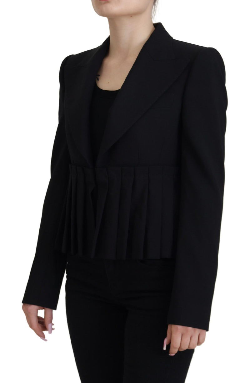 Dolce & Gabbana Blazer Noir à Un Boutonnage en Laine