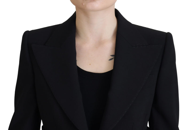 Dolce & Gabbana Blazer Noir à Un Boutonnage en Laine