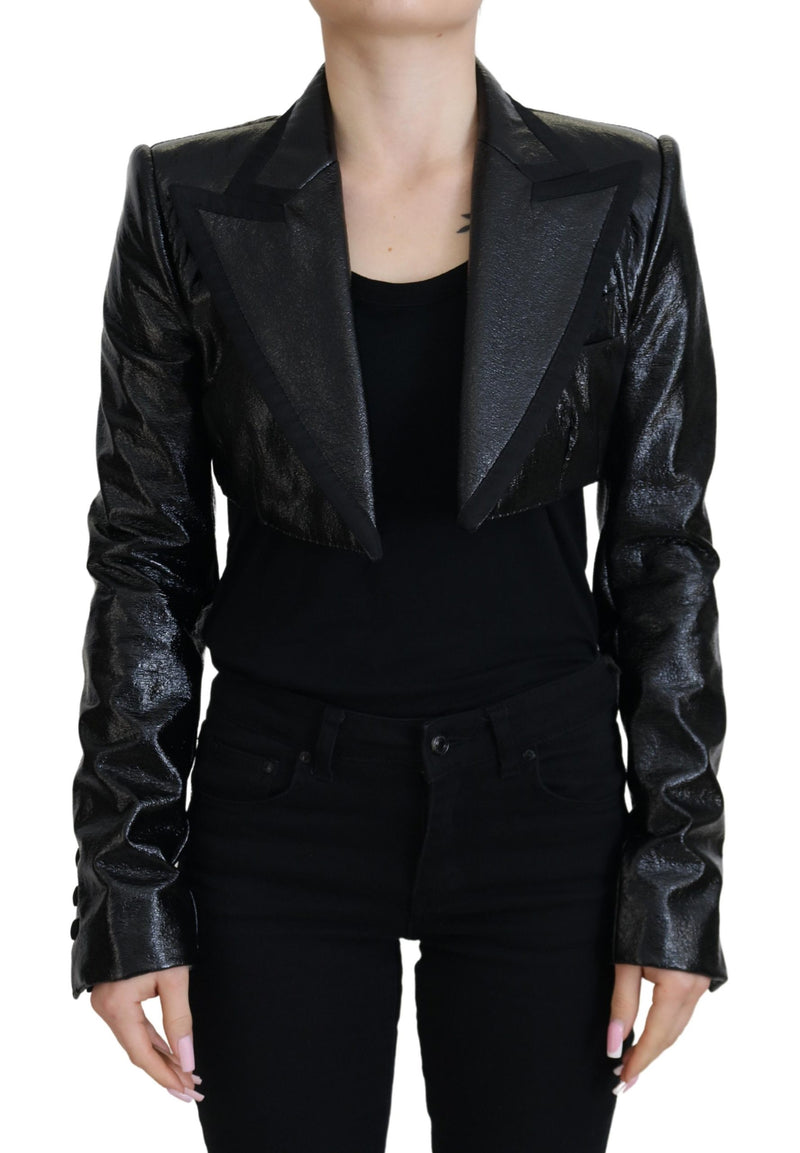 Dolce & Gabbana Blazer Noir à Manches Longues Crop