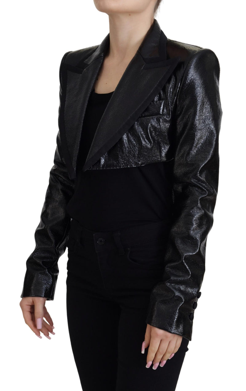 Dolce & Gabbana Blazer Noir à Manches Longues Crop