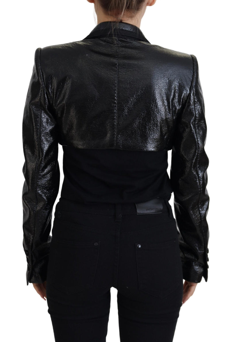 Dolce & Gabbana Blazer Noir à Manches Longues Crop