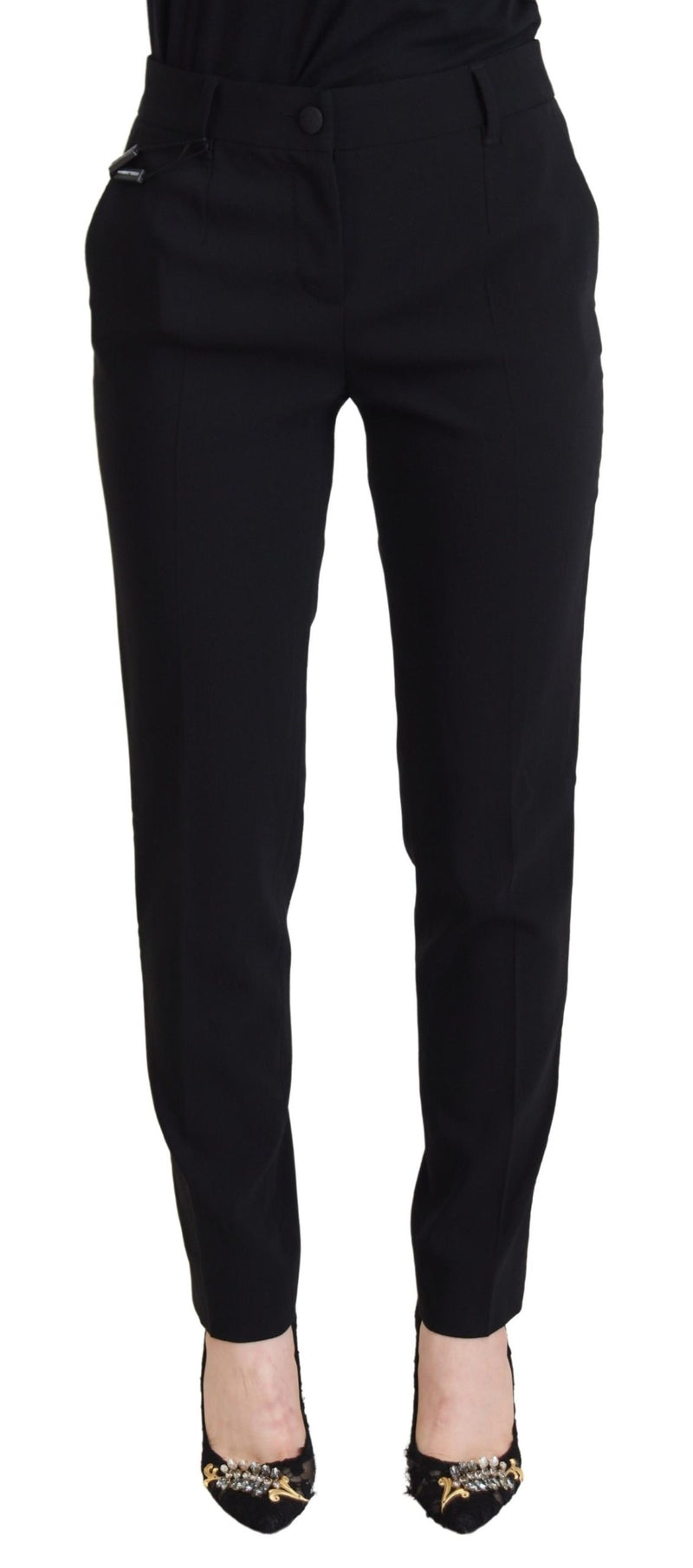 Dolce & Gabbana Pantalon Femme Noir Taille Haute
