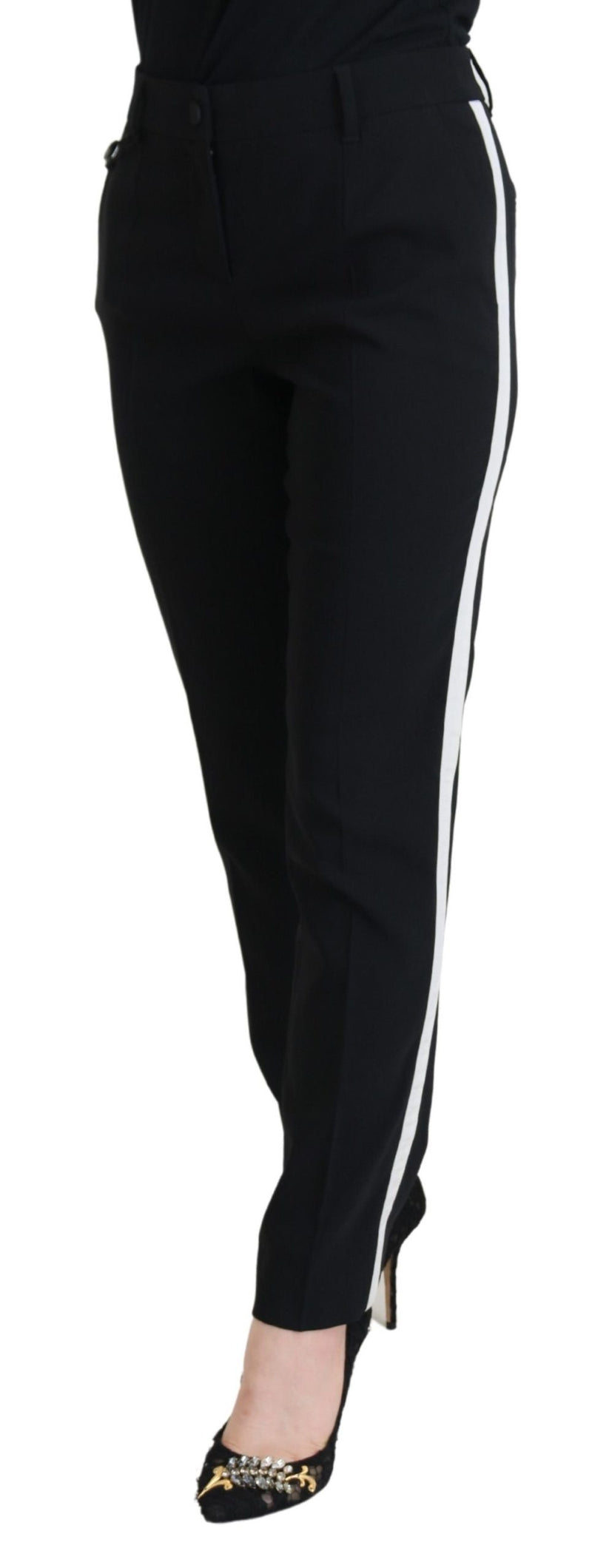 Dolce & Gabbana Pantalon Femme Noir Taille Haute
