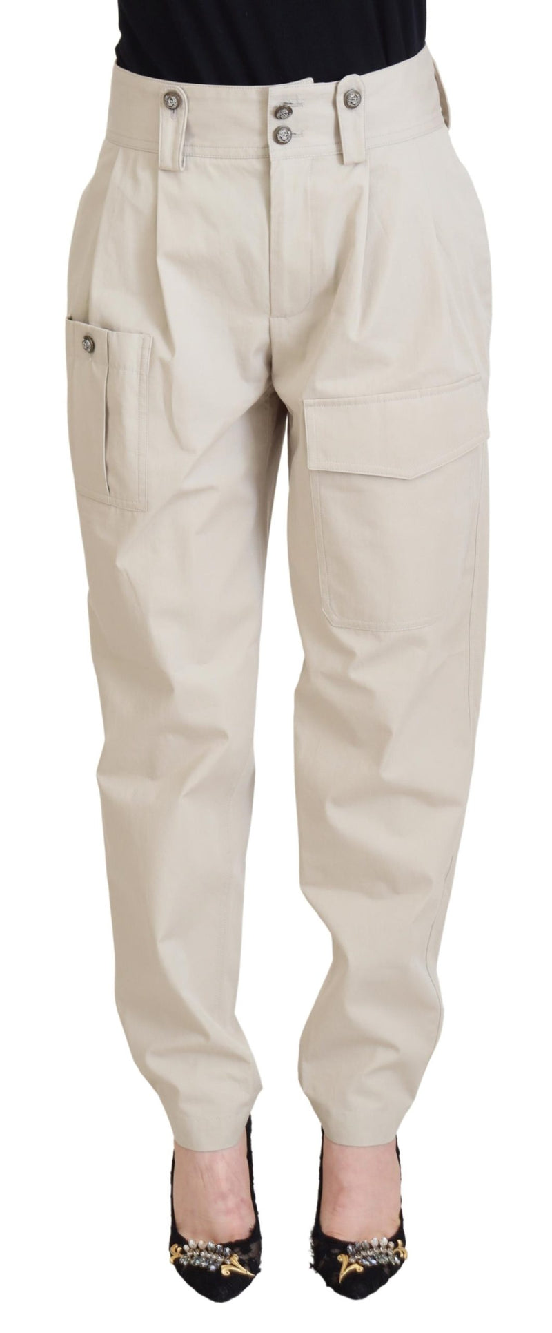 Pantalon Taille Haute Beige Femme Dolce & Gabbana