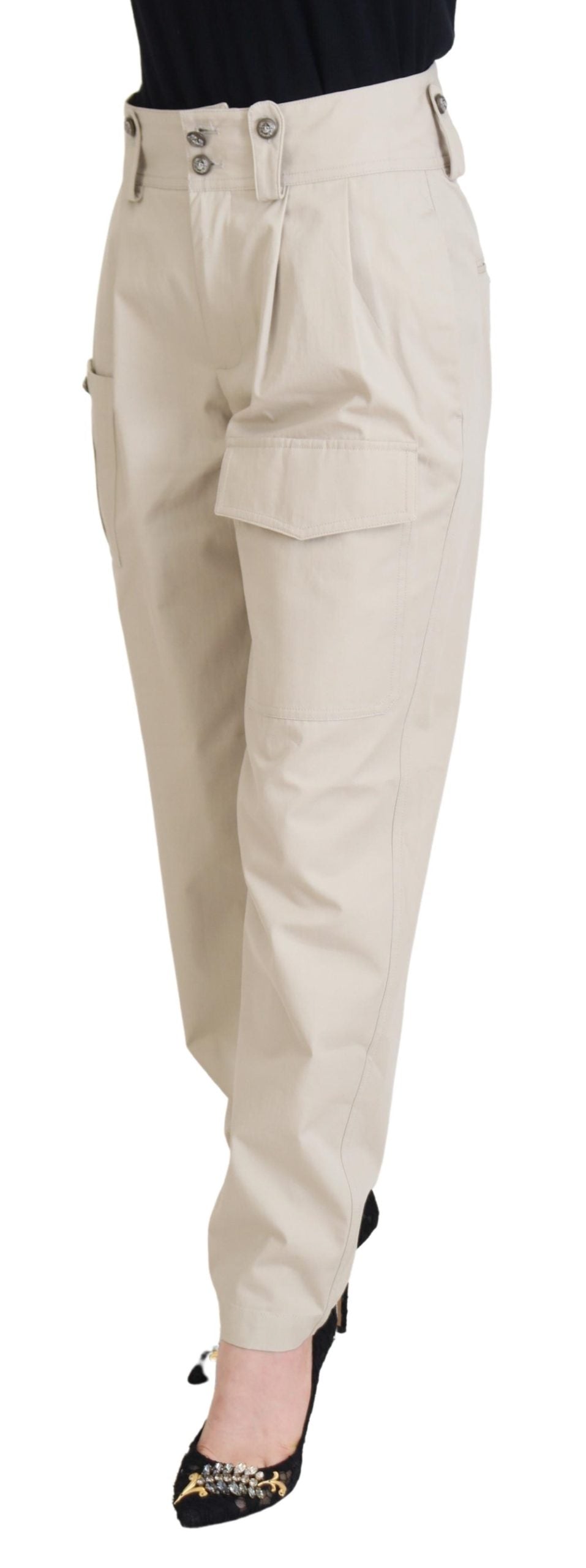 Pantalon Taille Haute Beige Femme Dolce & Gabbana