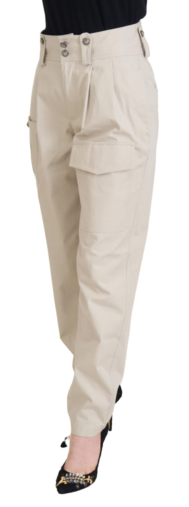 Pantalon Taille Haute Beige Femme Dolce & Gabbana