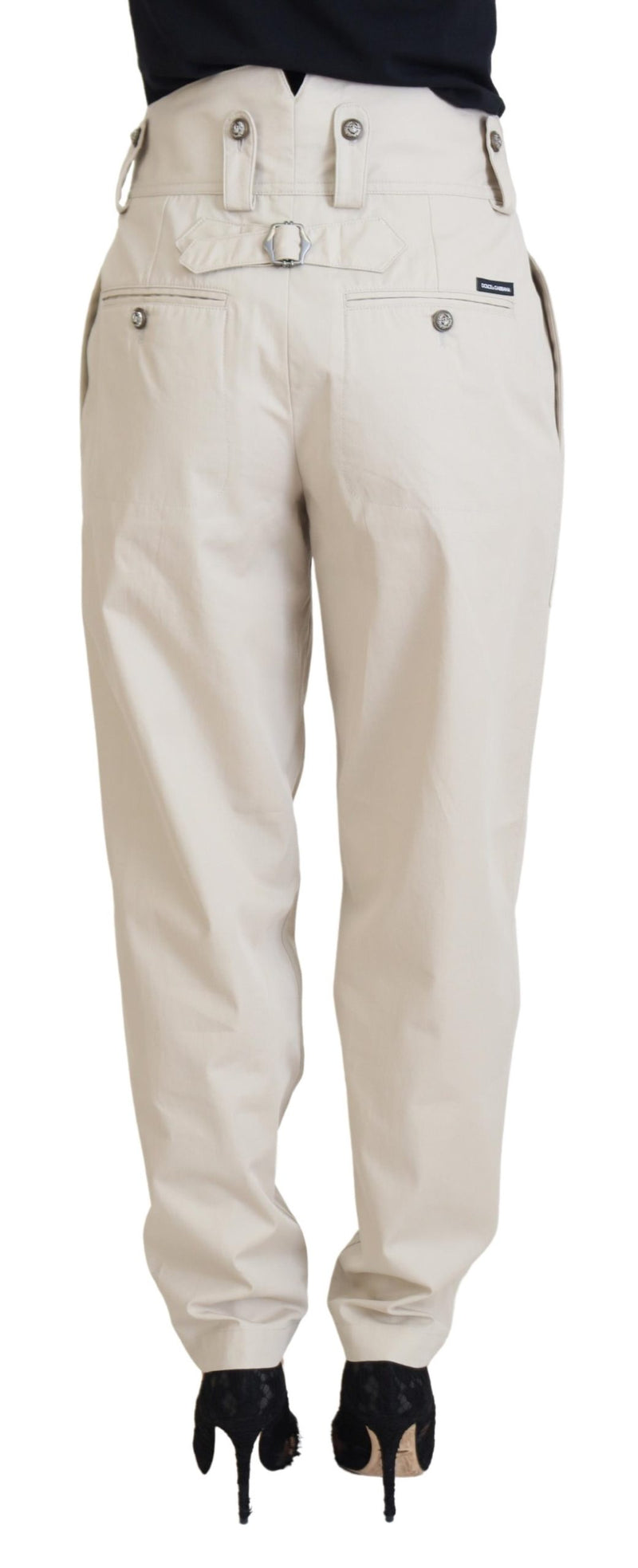 Pantalon Taille Haute Beige Femme Dolce & Gabbana