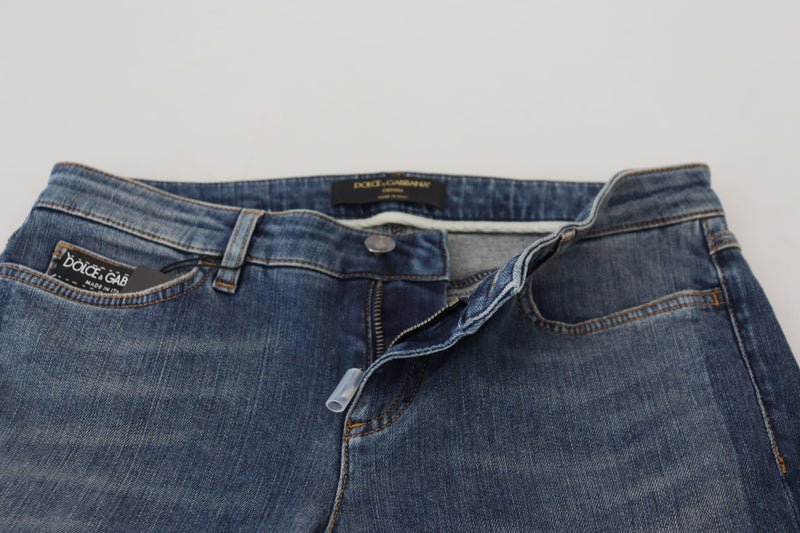 Dolce & Gabbana Blue Washed Tattered Denim Jeans for Women