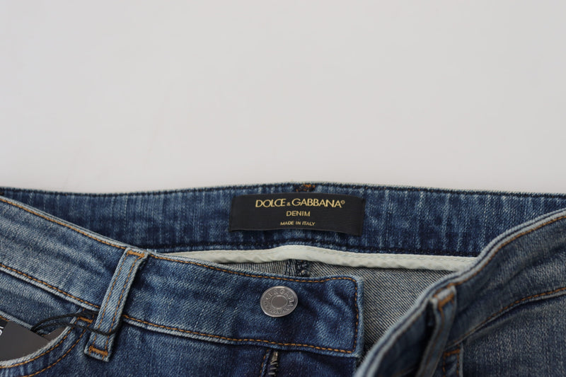 Dolce & Gabbana Blue Washed Tattered Denim Jeans for Women