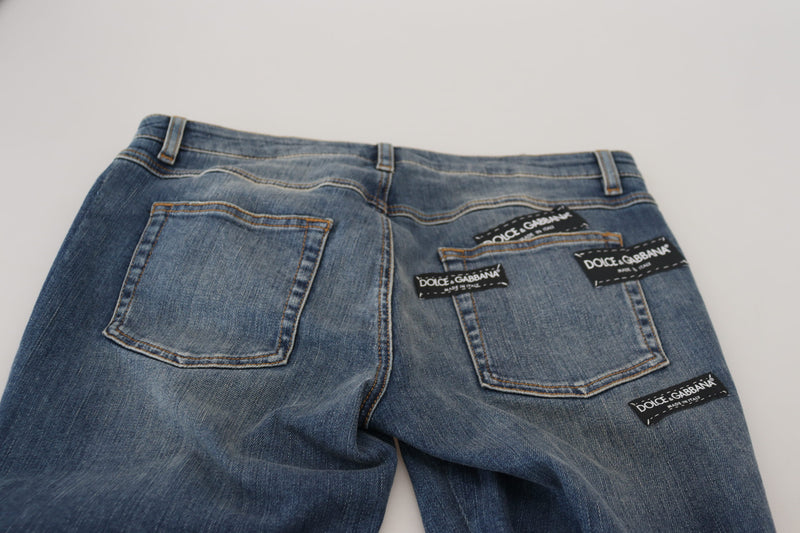Dolce & Gabbana Blue Washed Tattered Denim Jeans for Women