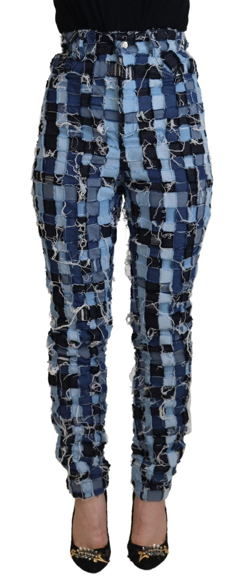 Dolce & Gabbana Jeans Multicolores Patchwork Taille Haute Skinny