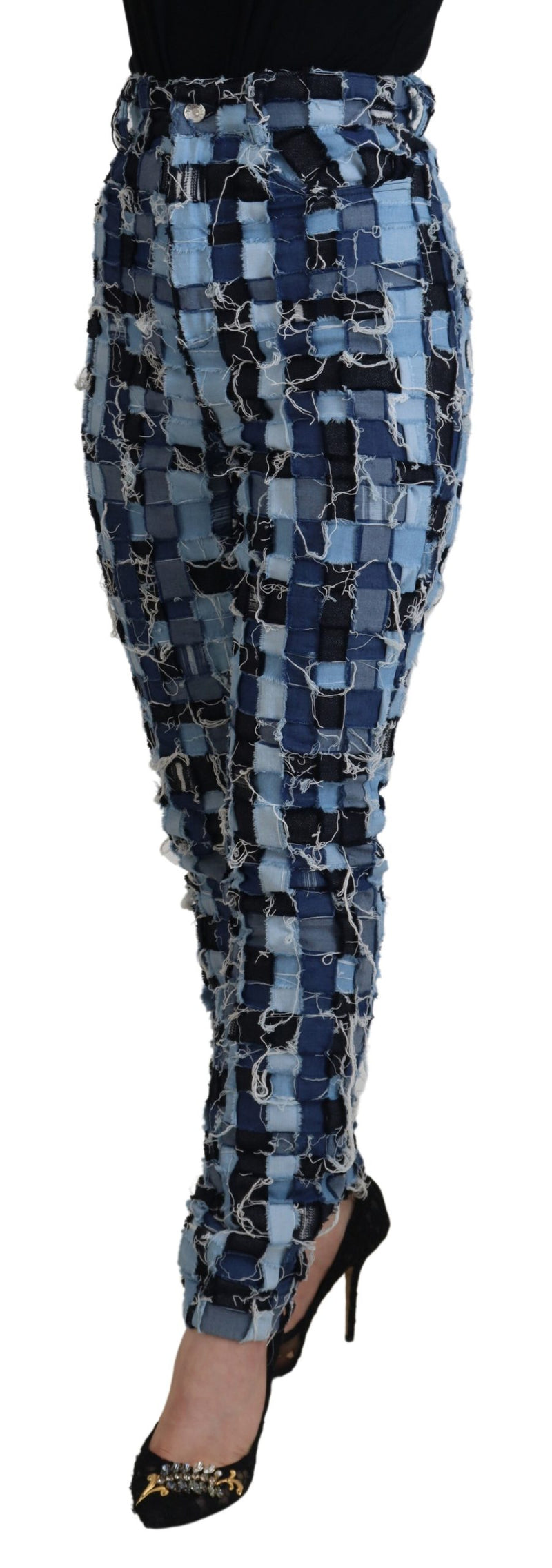 Dolce & Gabbana Jeans Multicolores Patchwork Taille Haute Skinny