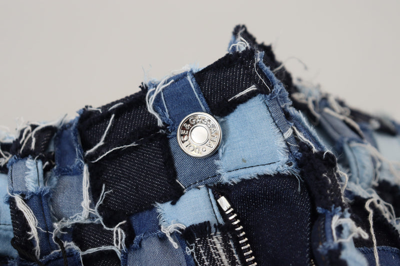 Dolce & Gabbana Jeans Multicolores Patchwork Taille Haute Skinny