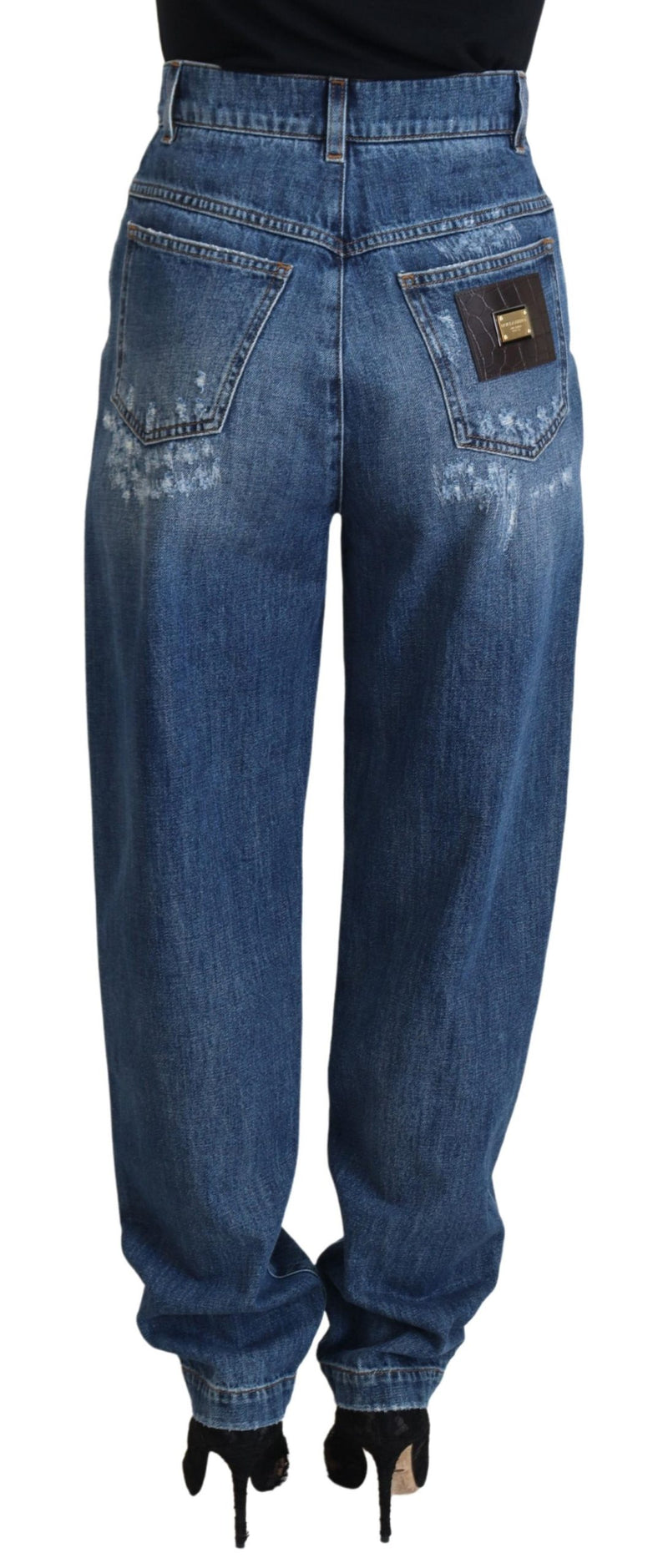 Dolce & Gabbana Blue Washed Tattered Denim Jeans