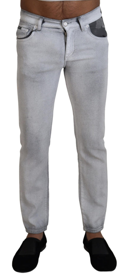 Jeans skinny en jean gris délavé pour homme de Dolce & Gabbana