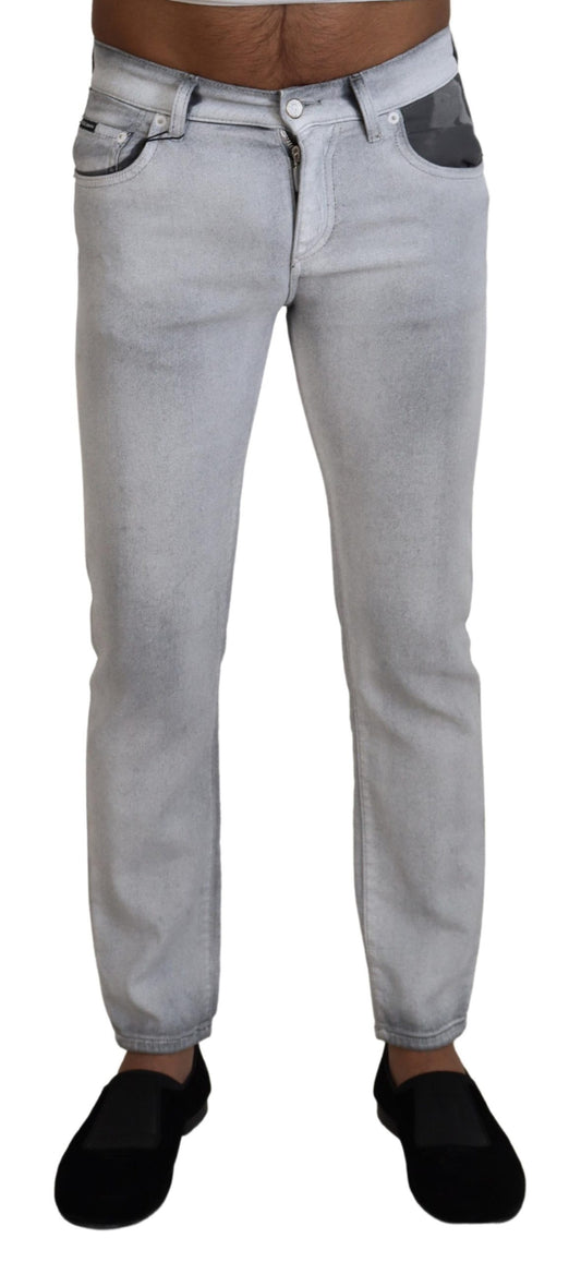 Dolce & Gabbana grijze, gewassen skinny jeans voor heren