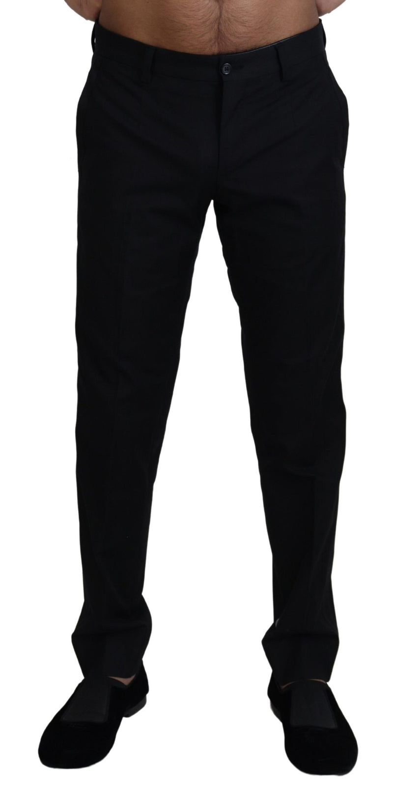 Pantalon Chino en coton noir, style habillé, Dolce &amp; Gabbana