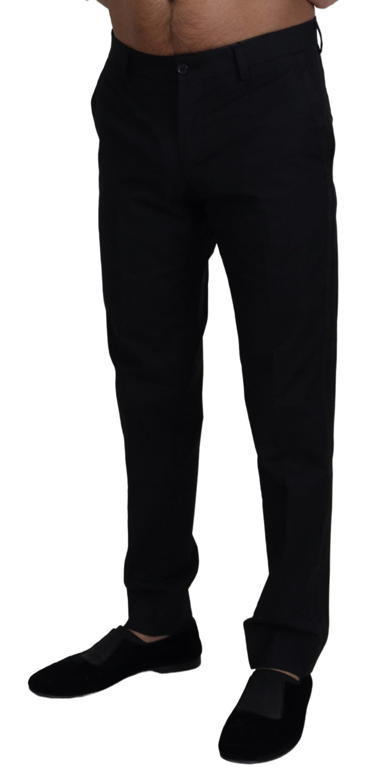 Pantalon Chino en coton noir, style habillé, Dolce &amp; Gabbana