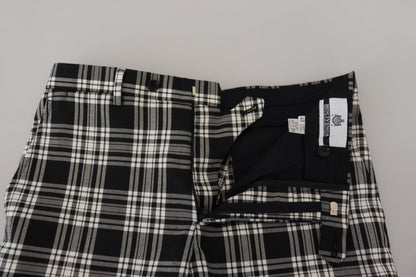 Pantalon décontracté homme en coton à carreaux noirs BENCIVENGA