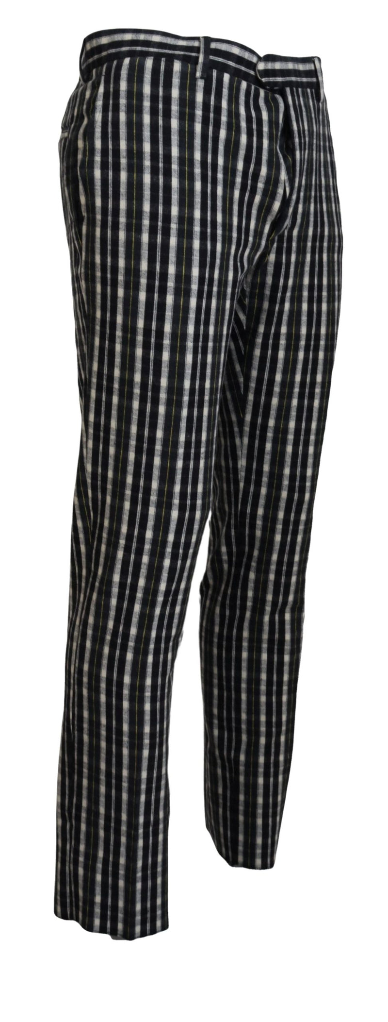 Pantalon décontracté en coton à carreaux noirs BENCIVENGA
