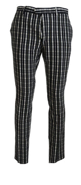 Pantalon décontracté en coton à carreaux noirs BENCIVENGA