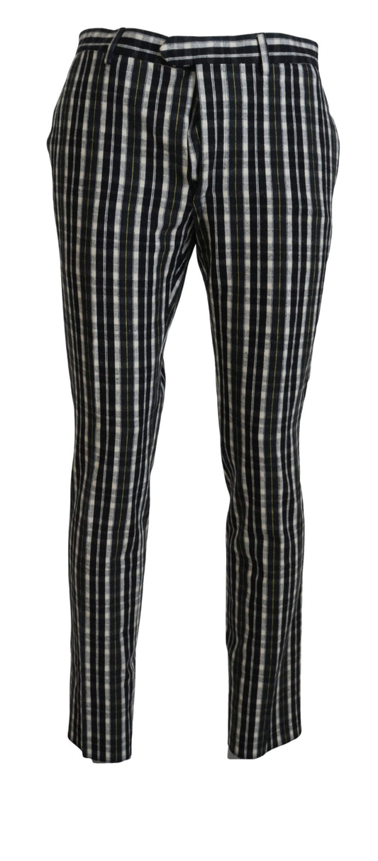 BENCIVENGA Zwarte geruite katoenen casual broek